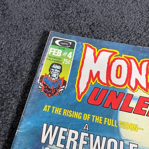 Monsters Unleashed! #4 February 1974 - Marvel Curtis Comics - Werewolf - Vintage - Picture 2 of 9